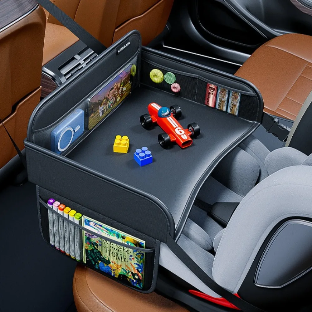 Child Car Dining Drawing Table Leather Universa Safety Seat Tray Backseat Children Table Tool Toys Phone Storage Pocket Lap Desk view 4