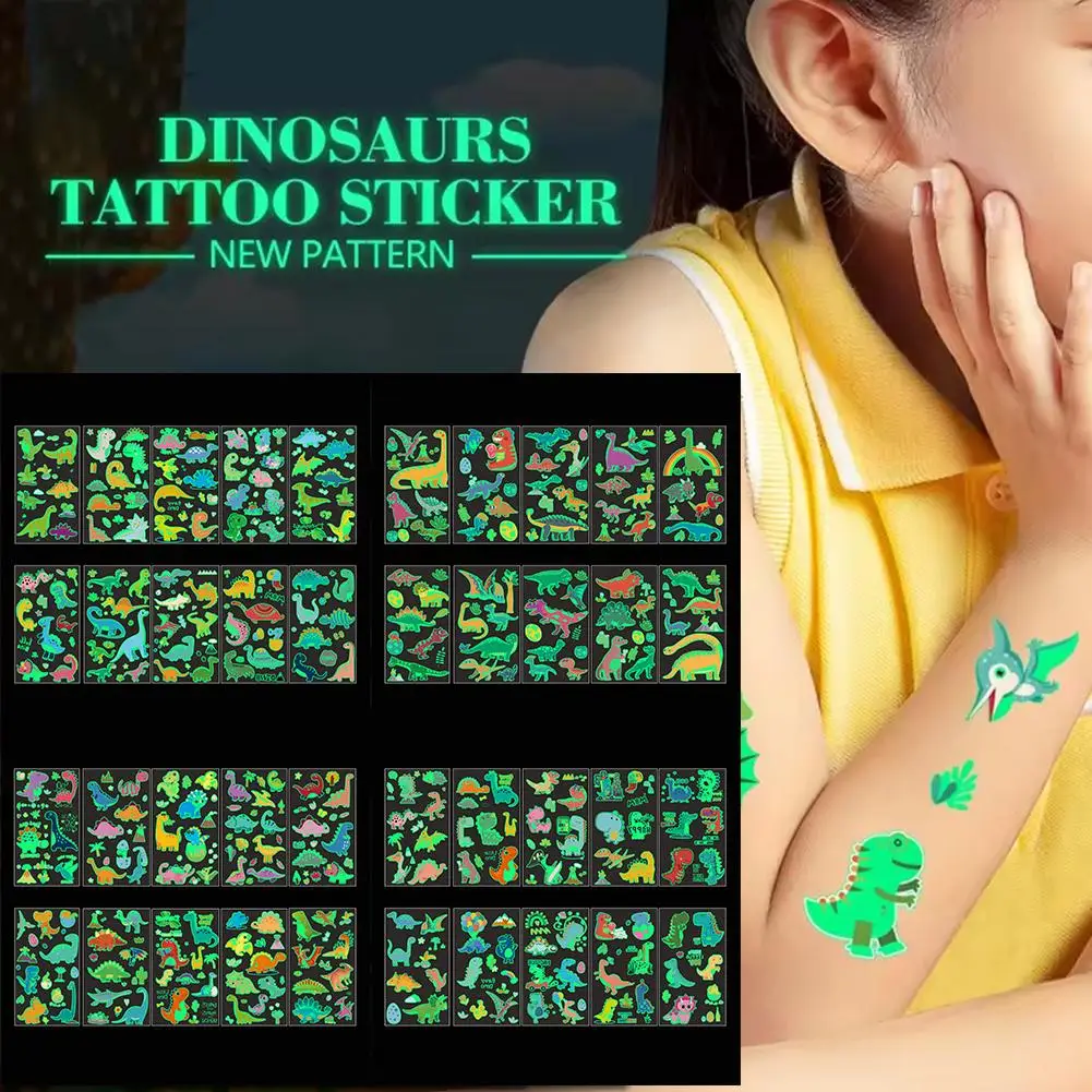 

Children's Glow-in-the-dark Tattoo Stickers, Cute Cartoon Non-irritating Safe Fluorescent And Stickers, Face Disposable Din M6R1