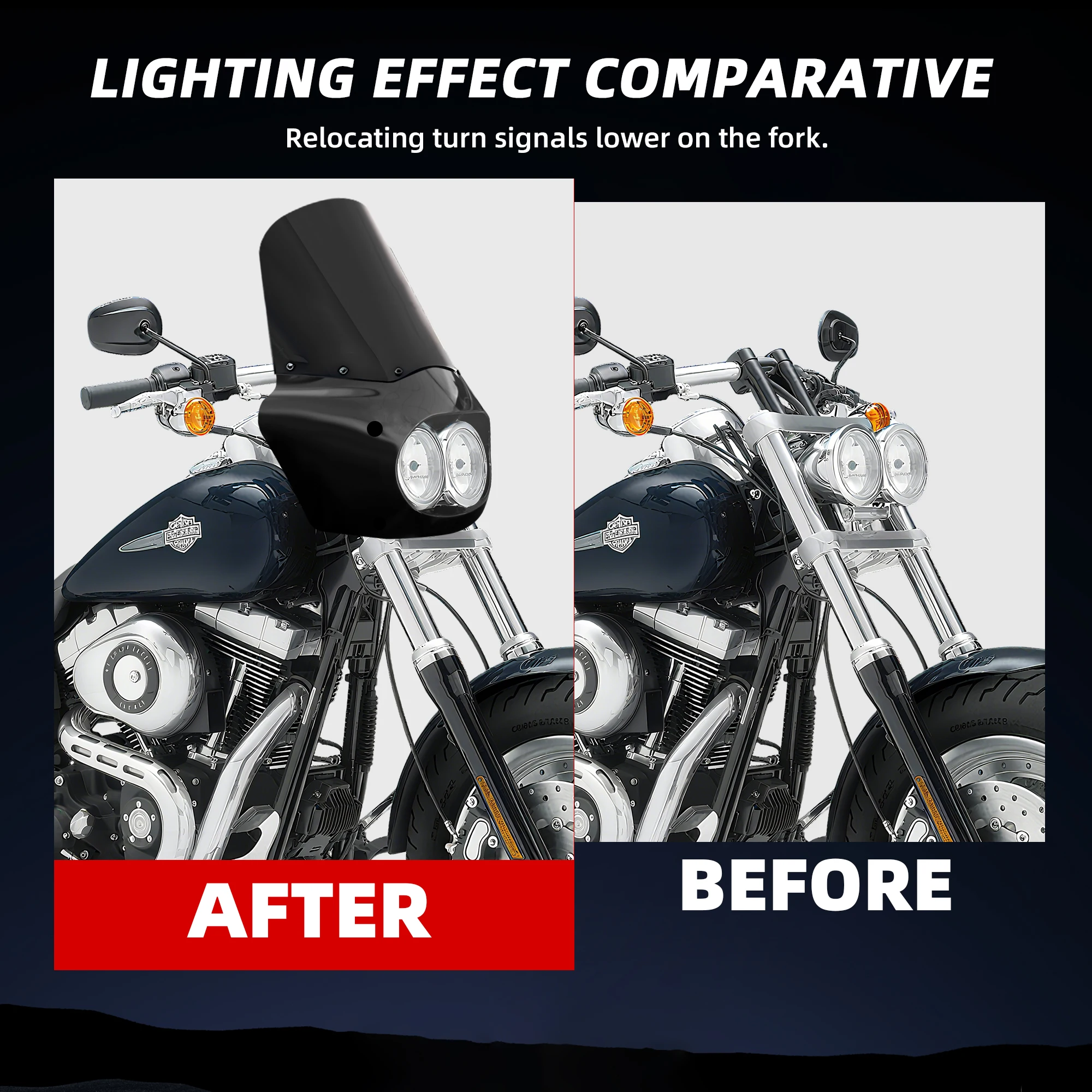 فات بوب الزجاج الأمامي 15 "الزجاج الأمامي دينا فات بوب دراجة نارية مصباح مزدوج هدية فقط ل هارلي دينا فات بوب FXDF 2008-2017