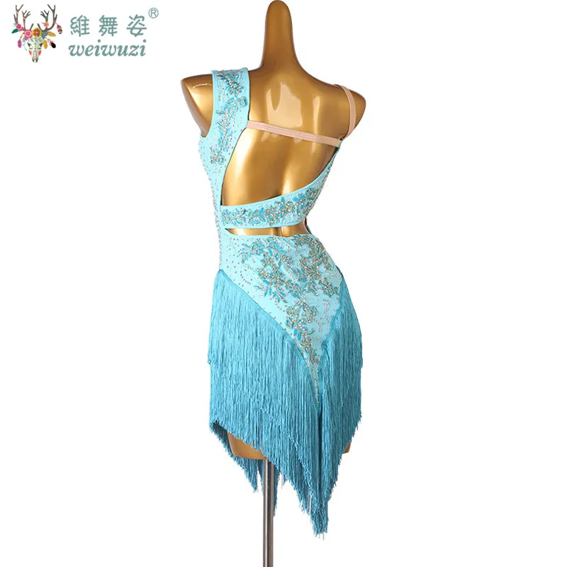 Latin Dance Performance Costume Set for Women Customsized Latin Competition Single Sleeves Dress Female Rumba Chacha Outfit