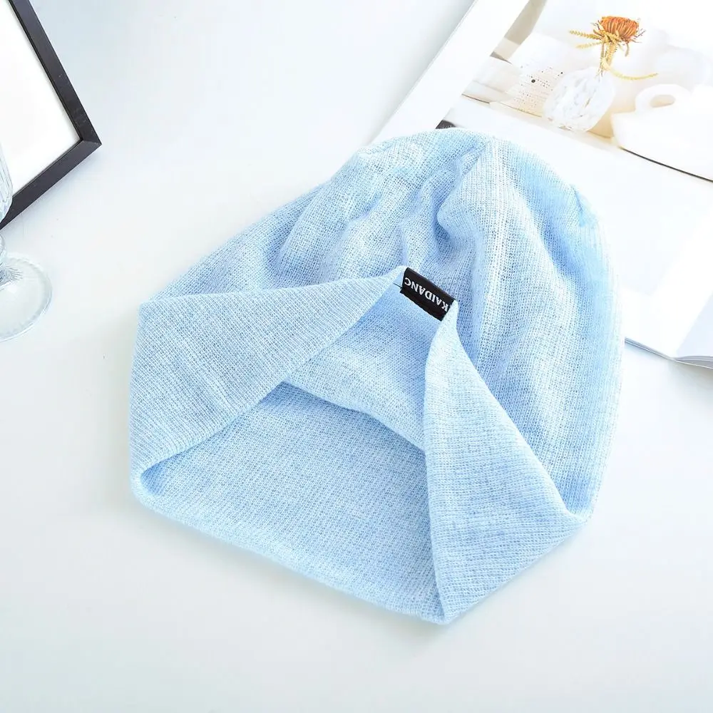

Polyester Thin Breathable Pullover Hat Soft Double Layer Knitted Outdoor Baggy Skullcaps Knitted Comfortable