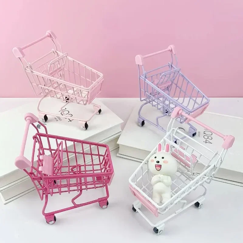 Supermarket cart photography props earphones data cables beauty eggs desktop storage ornaments mini small shopping cart