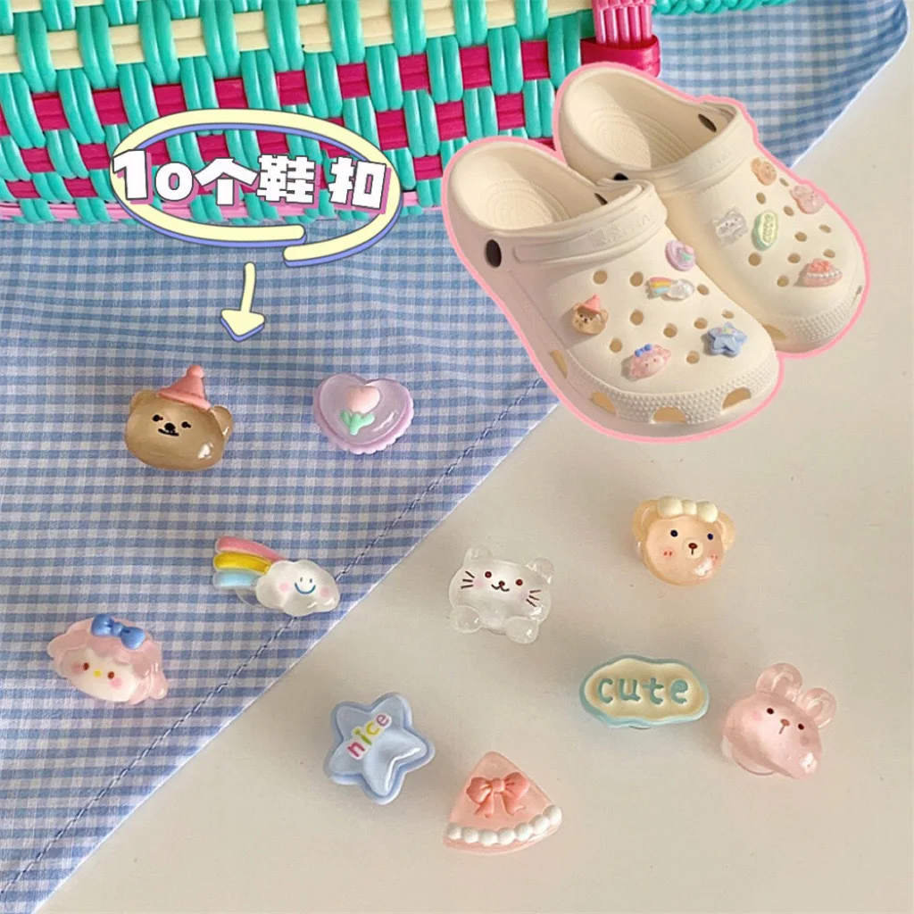 Rainbow Candy Shoe Charms Set Crystal Cute Animals Flower DIY Detachable Shoes Accessories croc charms image 6