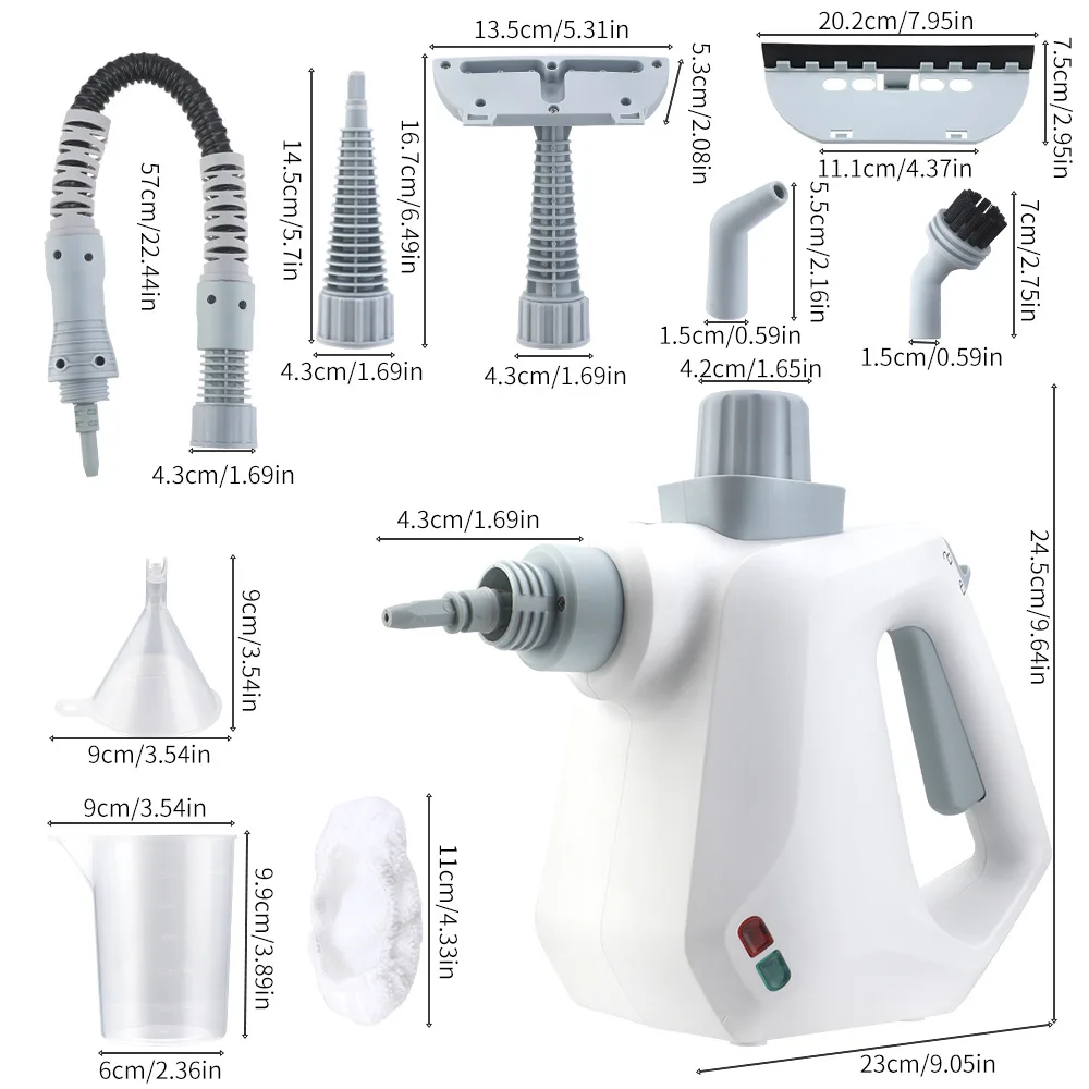 1000W 휴대용 스팀 청소기, 대용량 휴대용 스티머, 바닥, 자동차, 카펫, 실내 장식용 9종 액세서리 세트