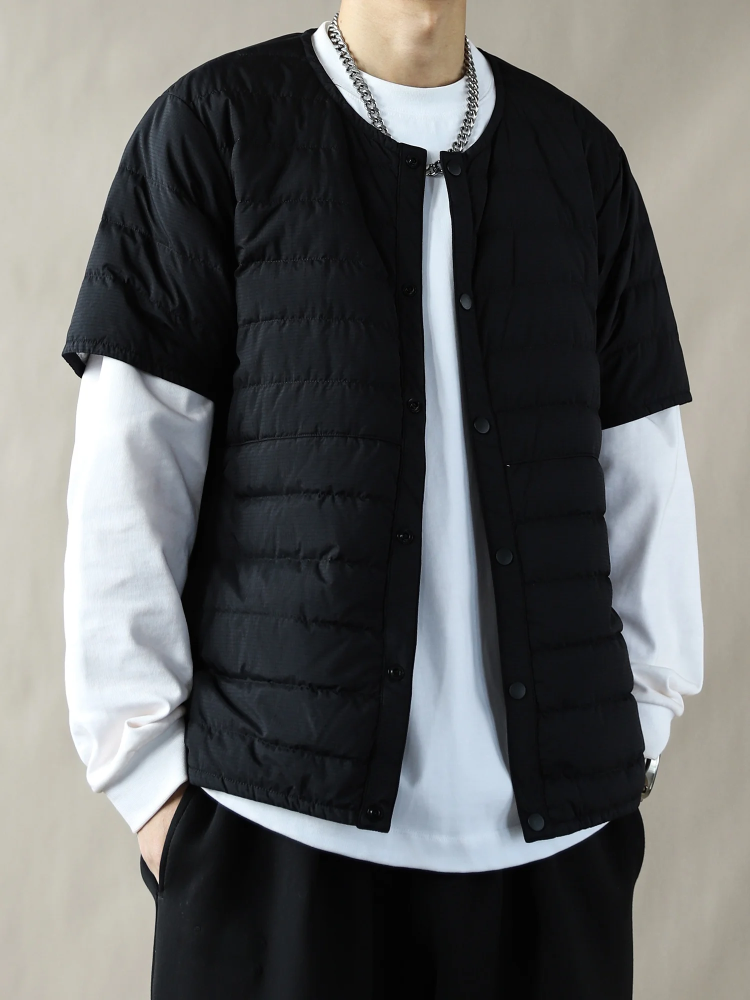 

Lightweight ort Casual ex down Jaet Bla Du Feather Vintage American Sle Warmth Outerwear Trendy for Young Men