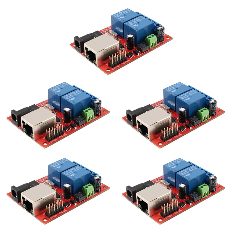 

A55T 5X LAN Ethernet 2-сторонняя релейная плата Переключатель задержки Модуль контроллера TCP/UDP WEB Server
