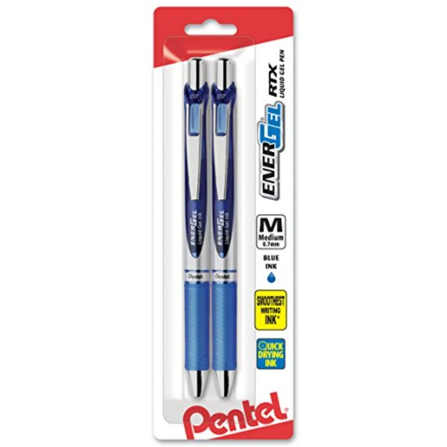 

EnerGel Deluxe RTX Retractable Liquid Gel Pen, 0.7mm, Metal Tip, Ink, 2 Pack BL77BP2C
