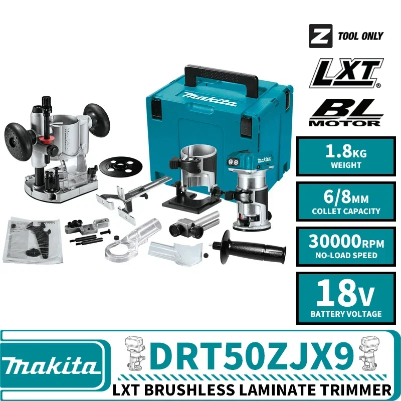 Makita DRT50Z LXT Brushless Cordless Laminate Trimmer 18V Carpenter Lithium Tools DRT50ZJX9 30000RPM Electric Trimmer Woodworker