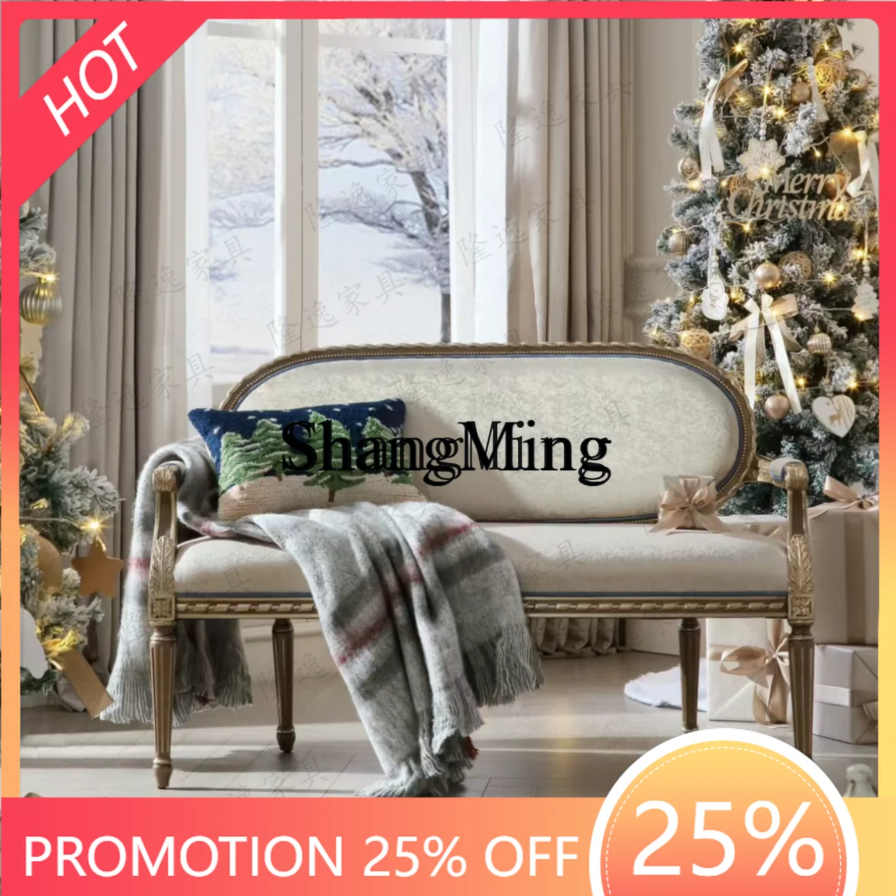 

ZYY двойное кресло для отдыха из цельной древесины, диван для трех человек, прикроватный табурет, дворец, элитный диван-кресло