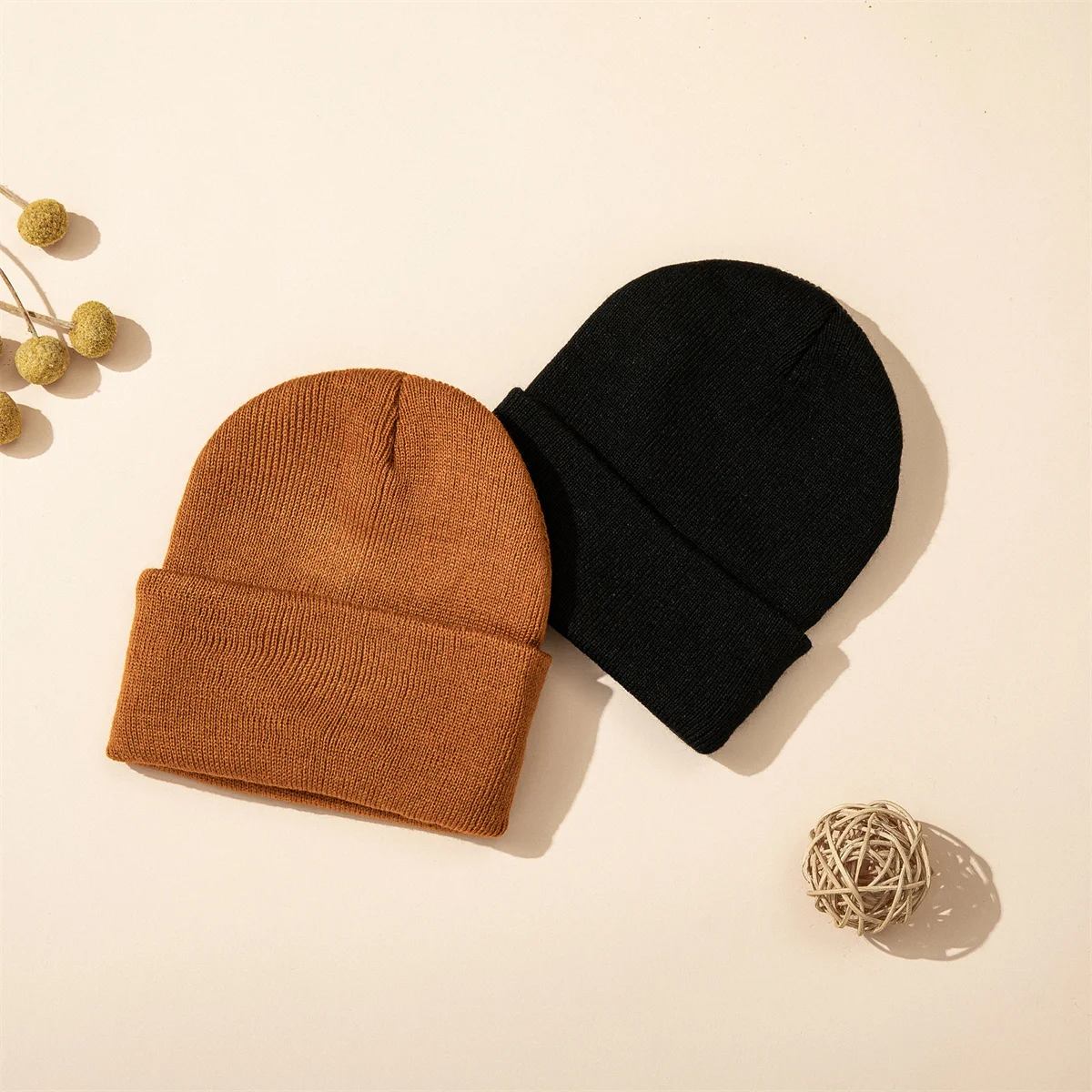 2Pcs New Korean 0-2 Years Kids Solid Color Warm Knitted Cap Children Autumn Winter Caps for Baby Boys Girls Brimless Hat Beanie