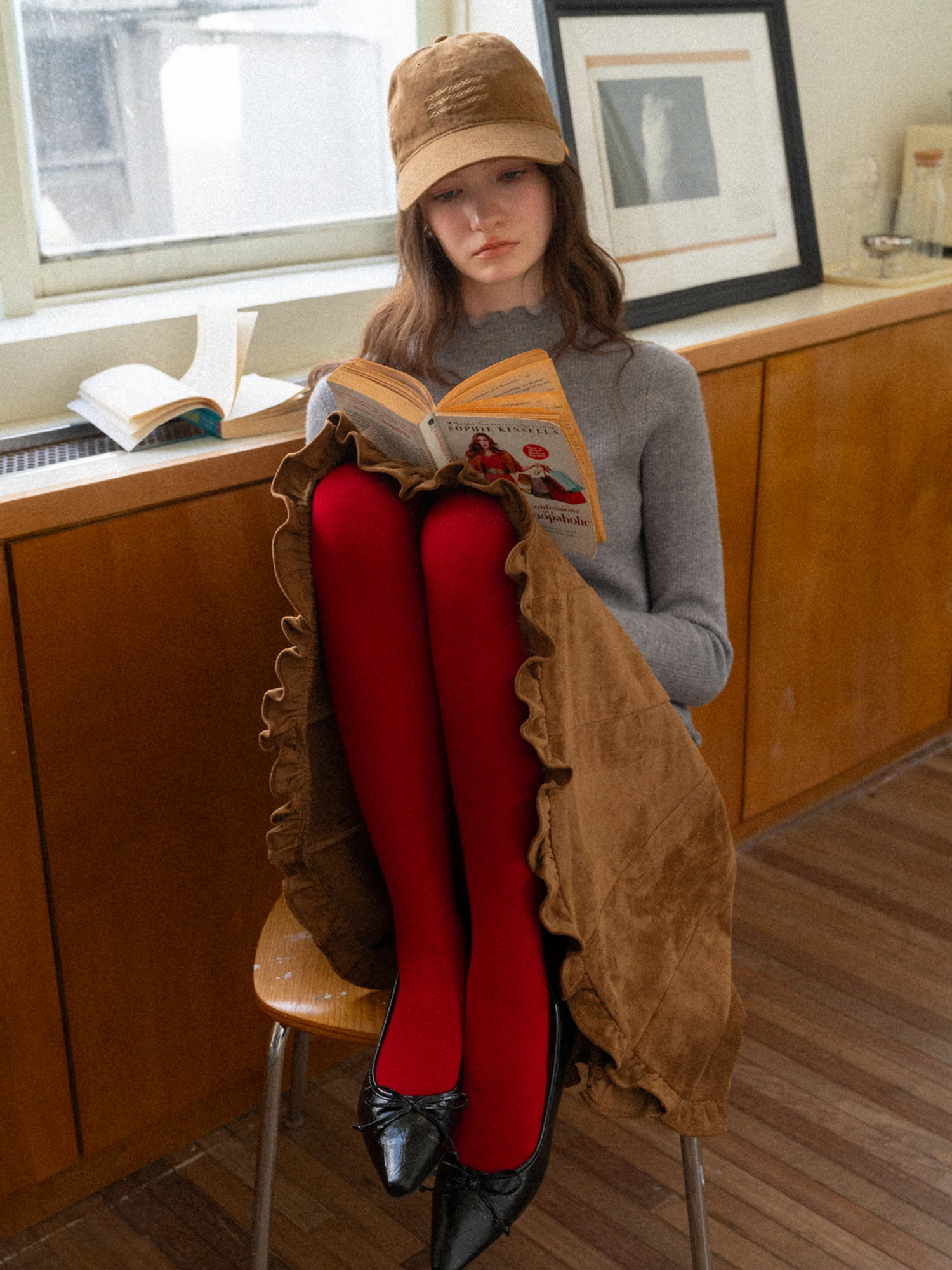 High Waist Knitted Toe Separated Base Layer Pants Two Fingers  Color Casual Versatile Leggings Socks for Women