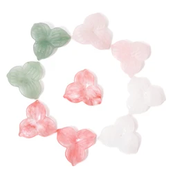 Natural Stone Flower Leaf Shape Pendant Beads Handmade Carving Stone Charms Pendant Quartzs Reiki Pendant for Jewelry Making