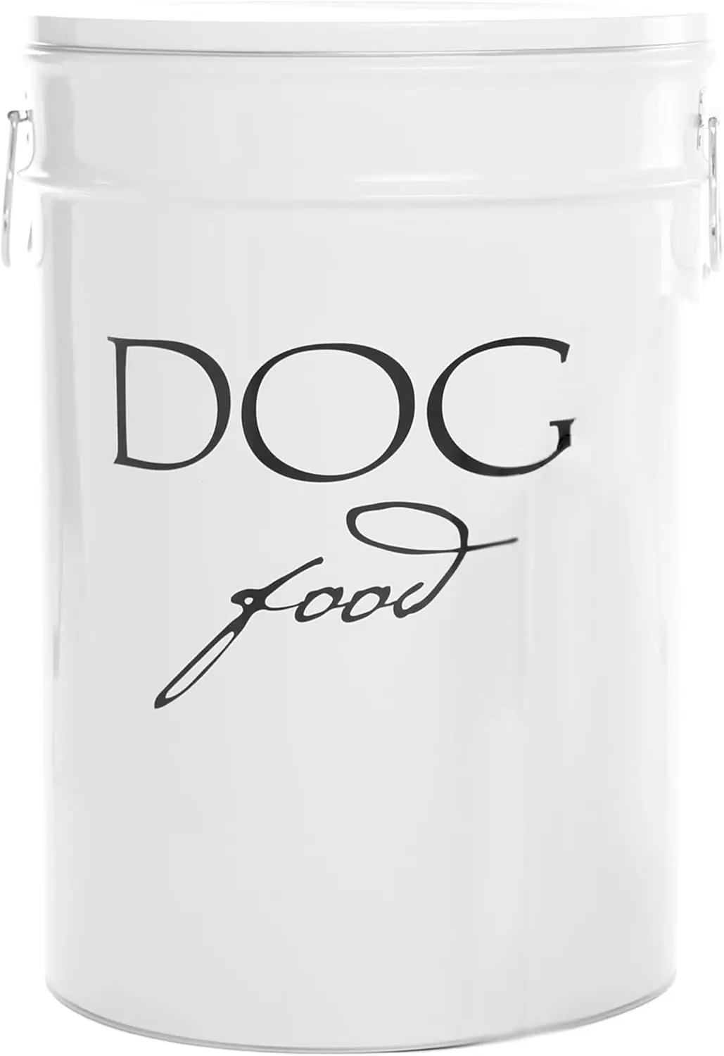 

Large Airtight Stainless Steel Dog Food Container, Holds 40 lbs Dry Pet Food, White Kitchen Counter Storage