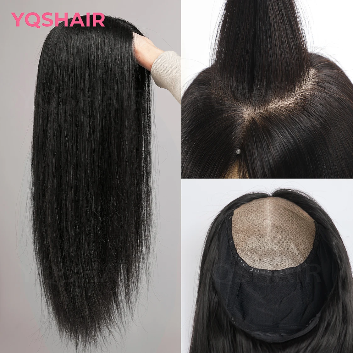 

Парик на шелковой основе, полностью ручной работы, с передней частью из полиуретана, 24 дюйма, из натуральных европейских волос, с челкой, для женщин