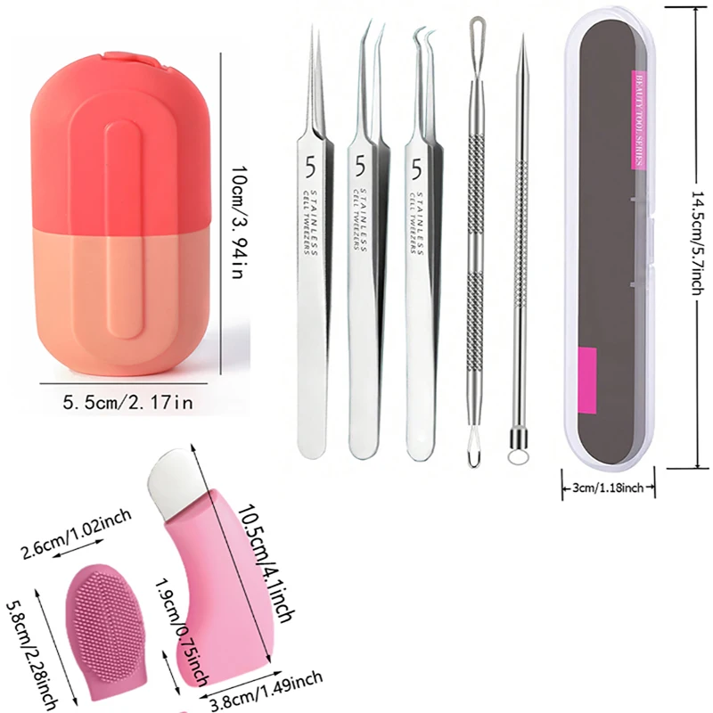 Ensemble de beauté pour soins du visage, rouleau à glace pour les yeux, clip cellulaire, pelle à points noirs, ensemble combiné, nettoyage du visage, outils de soins de la peau