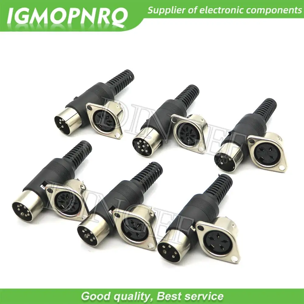1Set 3PIN 4PIN 5PIN 6PIN 7PIN 8PIN S terminal Panel Mount Female + Male Jack DIN Adapter MIDI Cable Connector