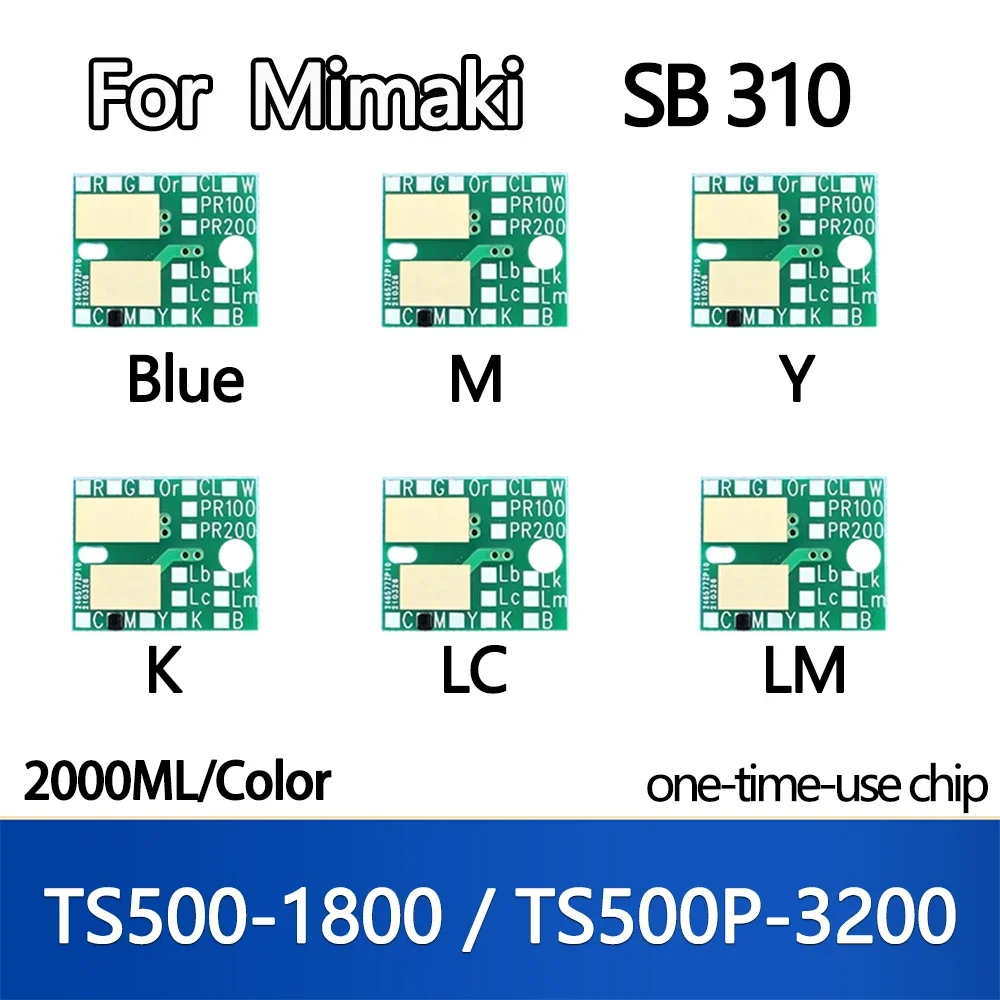 2000ML SB310 SB 310 Ink Chip for Mimaki TS500-1800 /TS500P-3200 Ink Bottle disposable chip Blue K M Y LM LC