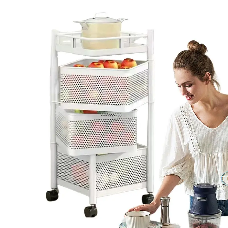 

Kitchen Fruit Vegetable Shelf Multi-Layer Rotating Rack Kitchen Storage Basket Fruits Snacks Organizers With Large Capacity For