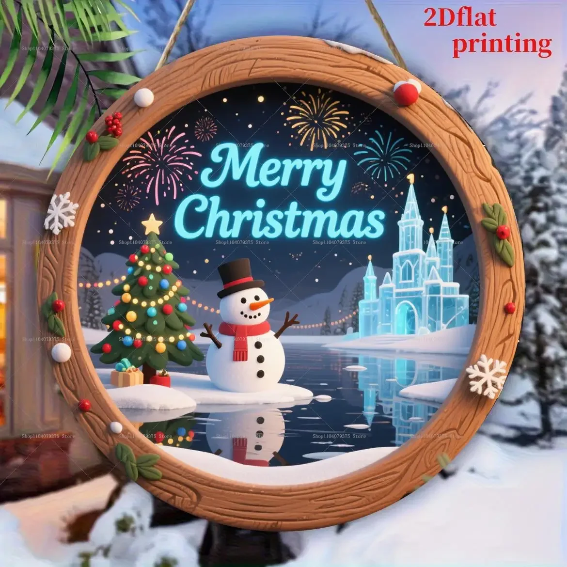 1pc Weihnachten Weihnachten Schneemann Holz Hof Zeichen Runde Zeichen Kreative Dekorative Zeichen Für Haus Garten Terrasse Schnee Haus Dekoration