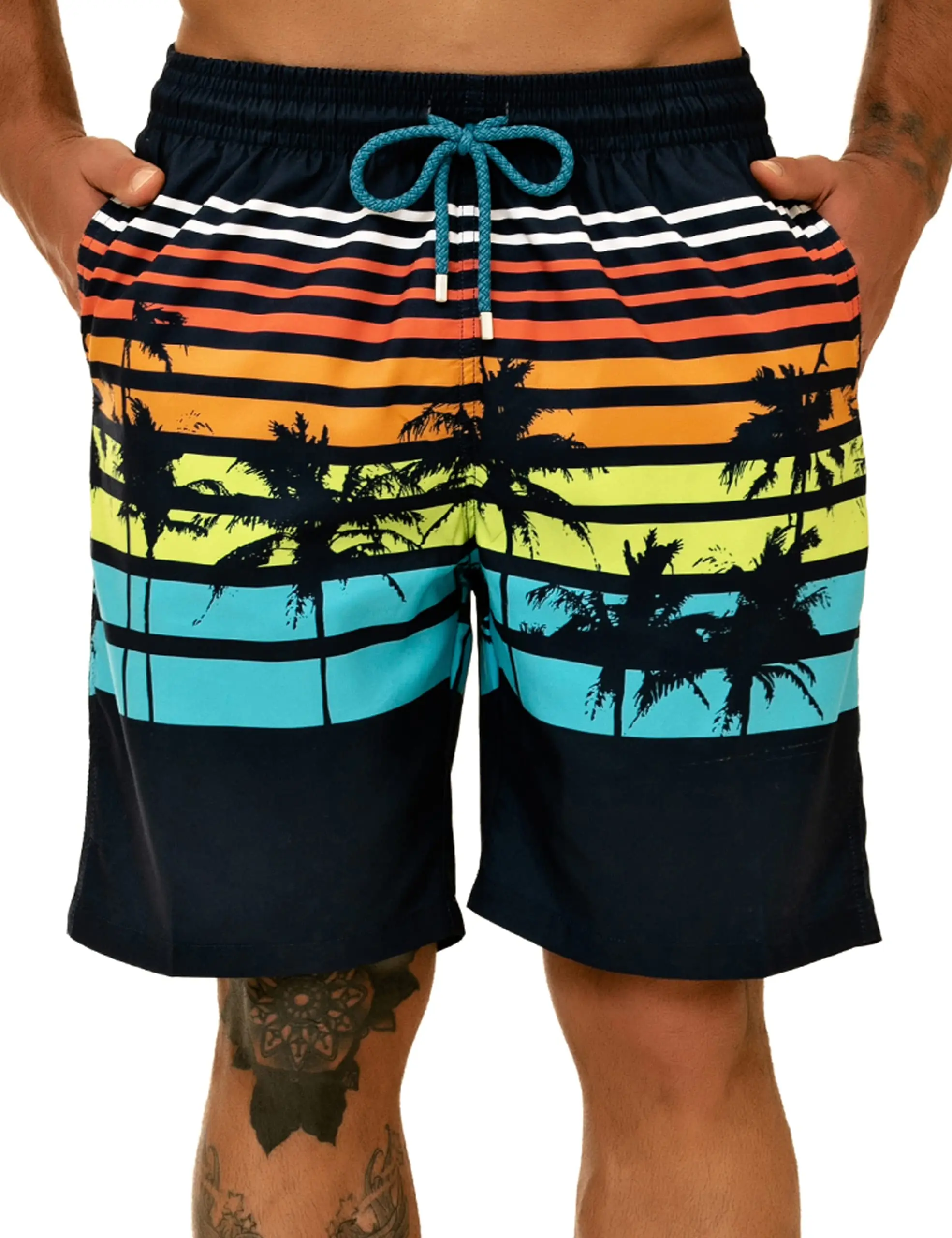 American Flag Swimwear Shorts Men\'s Beach Shorts Boy Breathable Surfing Board Short Quick Dry Swimsuit Summer Swim Trunks Stripe