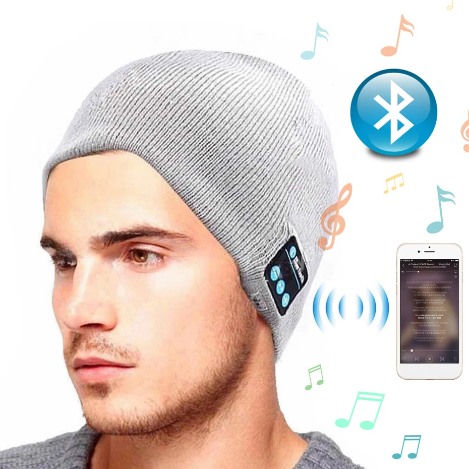 Winter Bluetooth USB Rechargeable Music Headset Warm Knitting Beanie Hat Cap