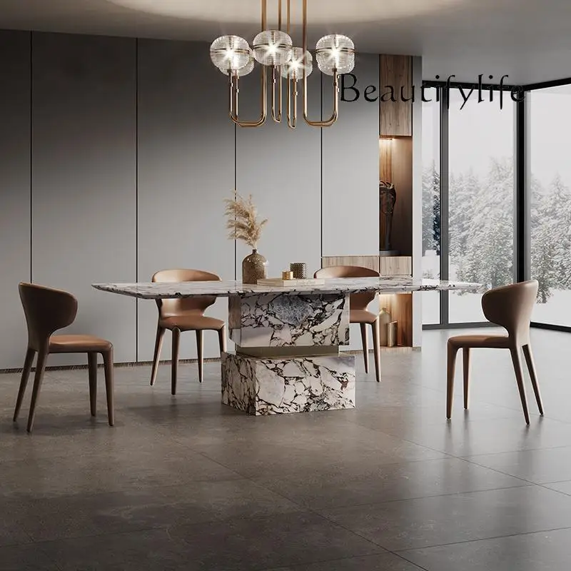 이탈리아 럭셔리 대리석 식탁 세트 - 포스트모던 직사각형 테이블 및 의자, ENF 에코 맞춤 디자이너 식탁