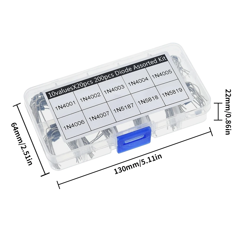 200 قطعة الصمام الثنائي المعدل مجموعة متنوعة 1N5817 1N5818 1N5819 10 قيم متنوعة الثنائيات المعدل مع صندوق المعدل ديود حزمة 5 فولت