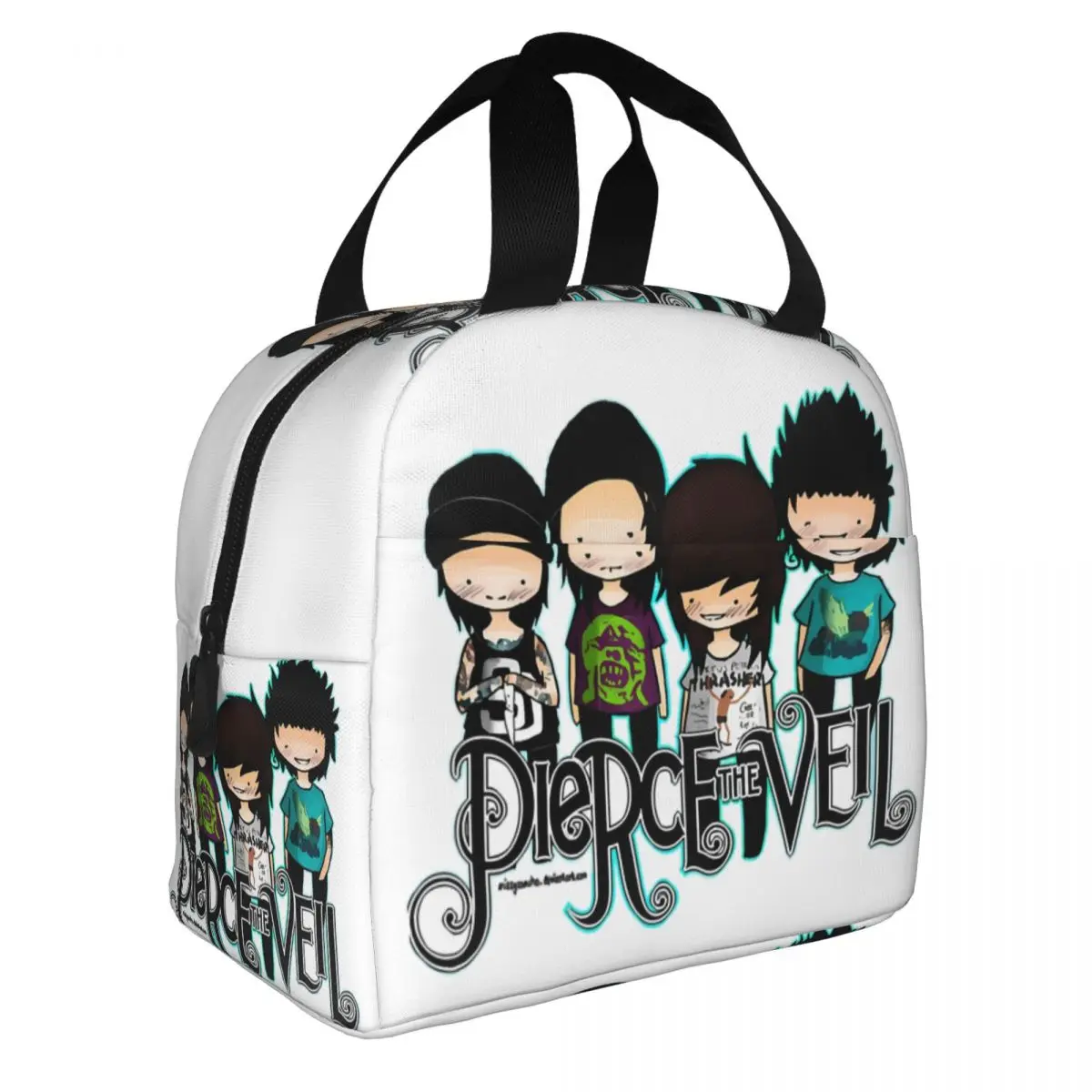 Custom Pierce Veil Logo Insulated Lunch Bag for Women Resuable Music Group Cooler Thermal Lunch Tote Office Work School