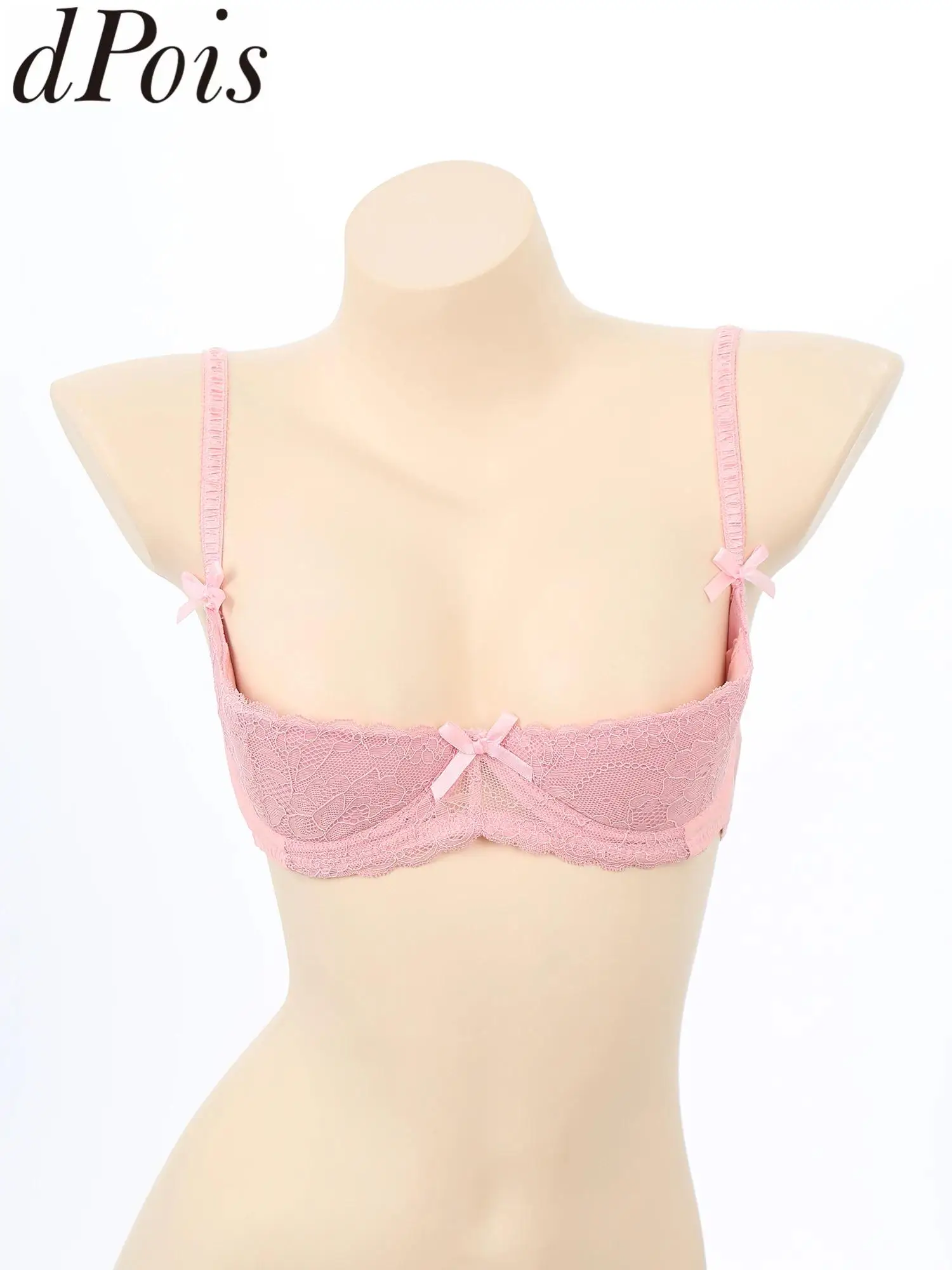 

Women Lingerie 1/2 Cup Bra Top Sponge Padded Open Breast Exposed Underwear Ladies Push Up Underwire Sexy Club Lace Bra Lingerie