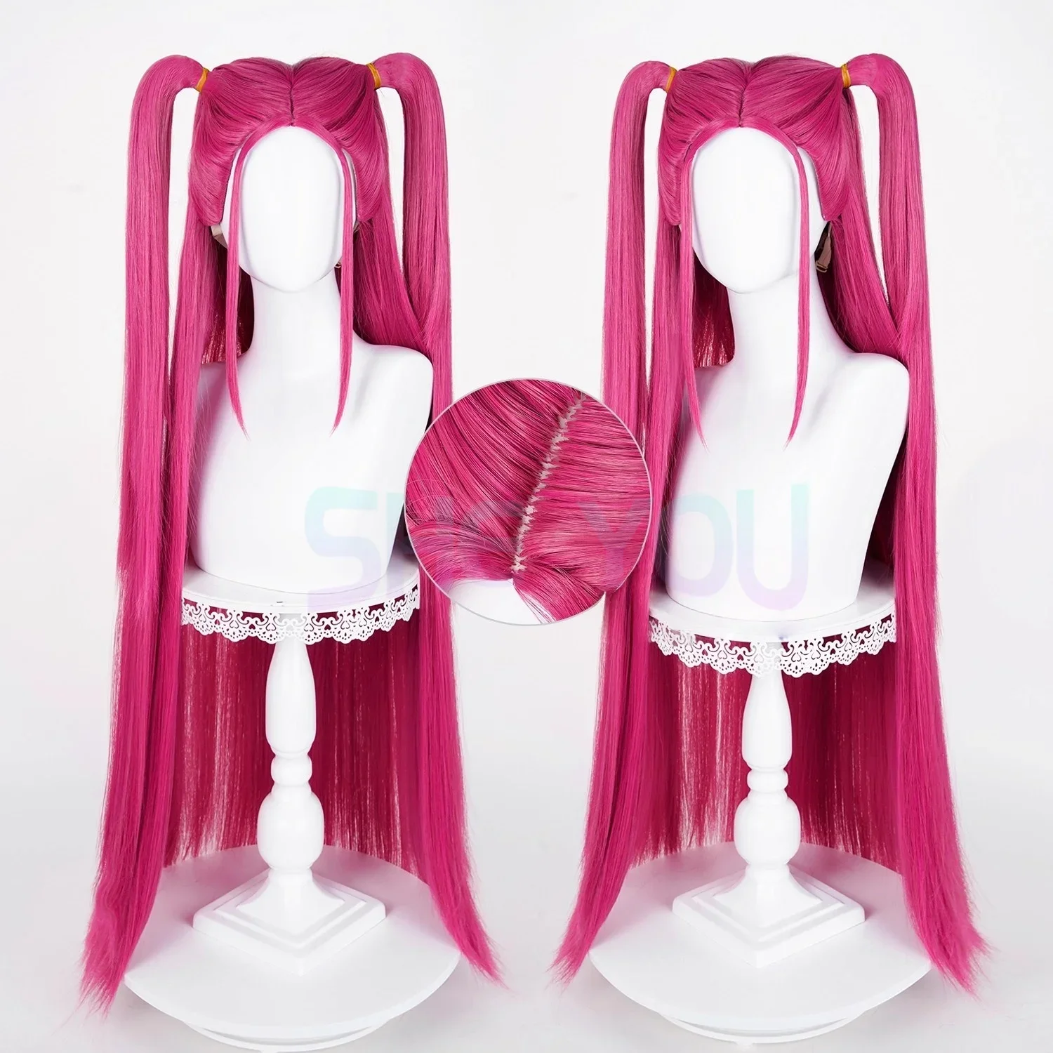 KPop Huntrix Rumi Mira Zoey Cosplay Pruik Vrouwen Meisjes Halloween Party Rollenspel Pruiken Hittebestendige Synthetisch Haar + Pruik Cap
