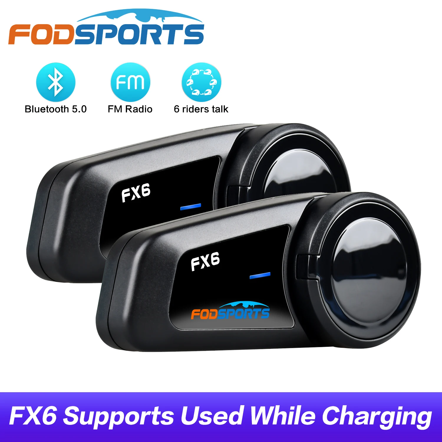 

Fodsports FX6 Motorcycle Helmet Intercom 6 Rider Wireless Bluetooth 5.0 Headset Intercomunicador Waterproof Helmet Intercom