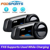 Fodsports FX6 Motorcycle Helmet Intercom 6 Rider Wireless Bluetooth 5.0 Headset Intercomunicador Waterproof Helmet Intercom