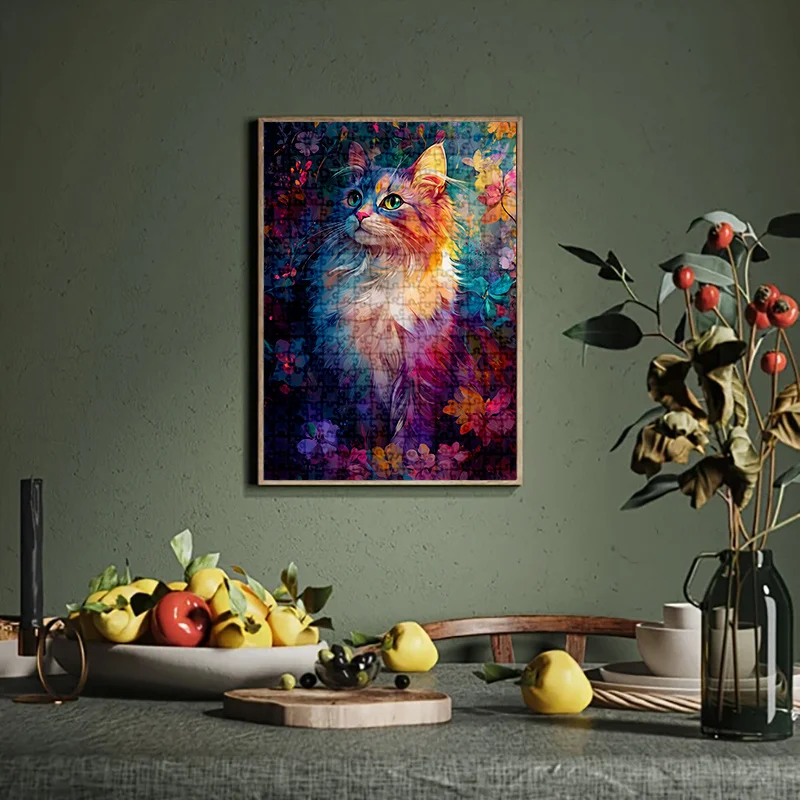 1 boîte de 1000 puzzles amusants, 50 x 70 cm, 19,7 x 27,6 pouces, illustrations en couleur de beau chat à cheveux longs (1-111) puzzle amusant pour adultes à monter soi-même