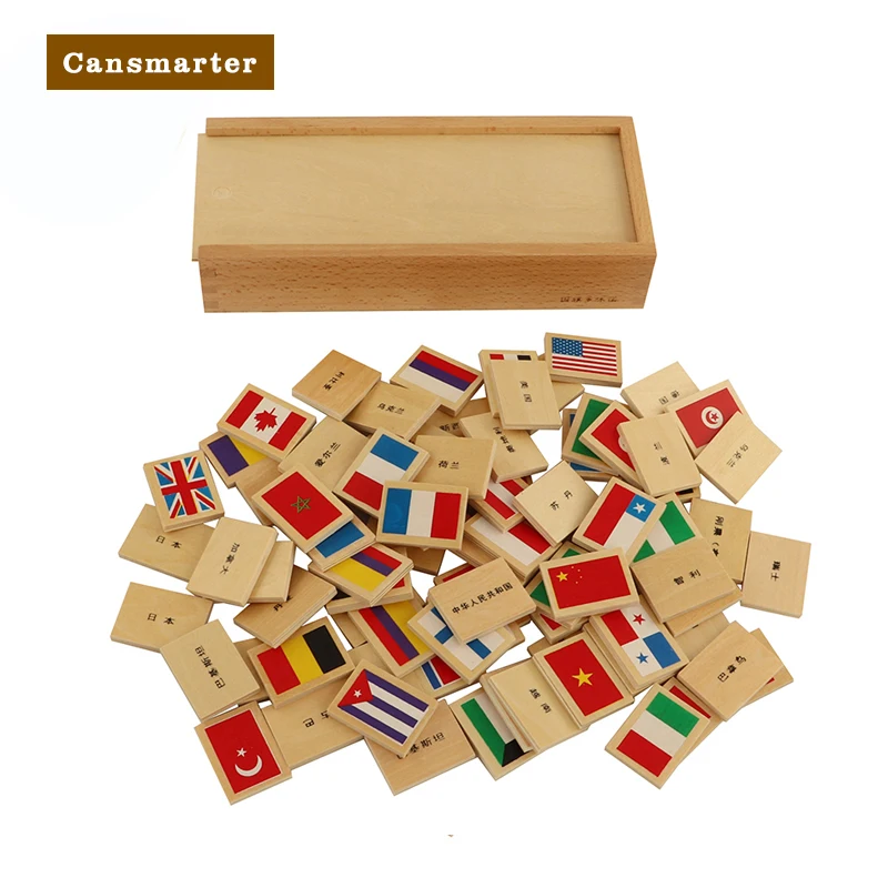 

Baby Toys Materials Cards Montessori Wooden The State The Flag National Flag Domino Early Learning Educational Toys for Children