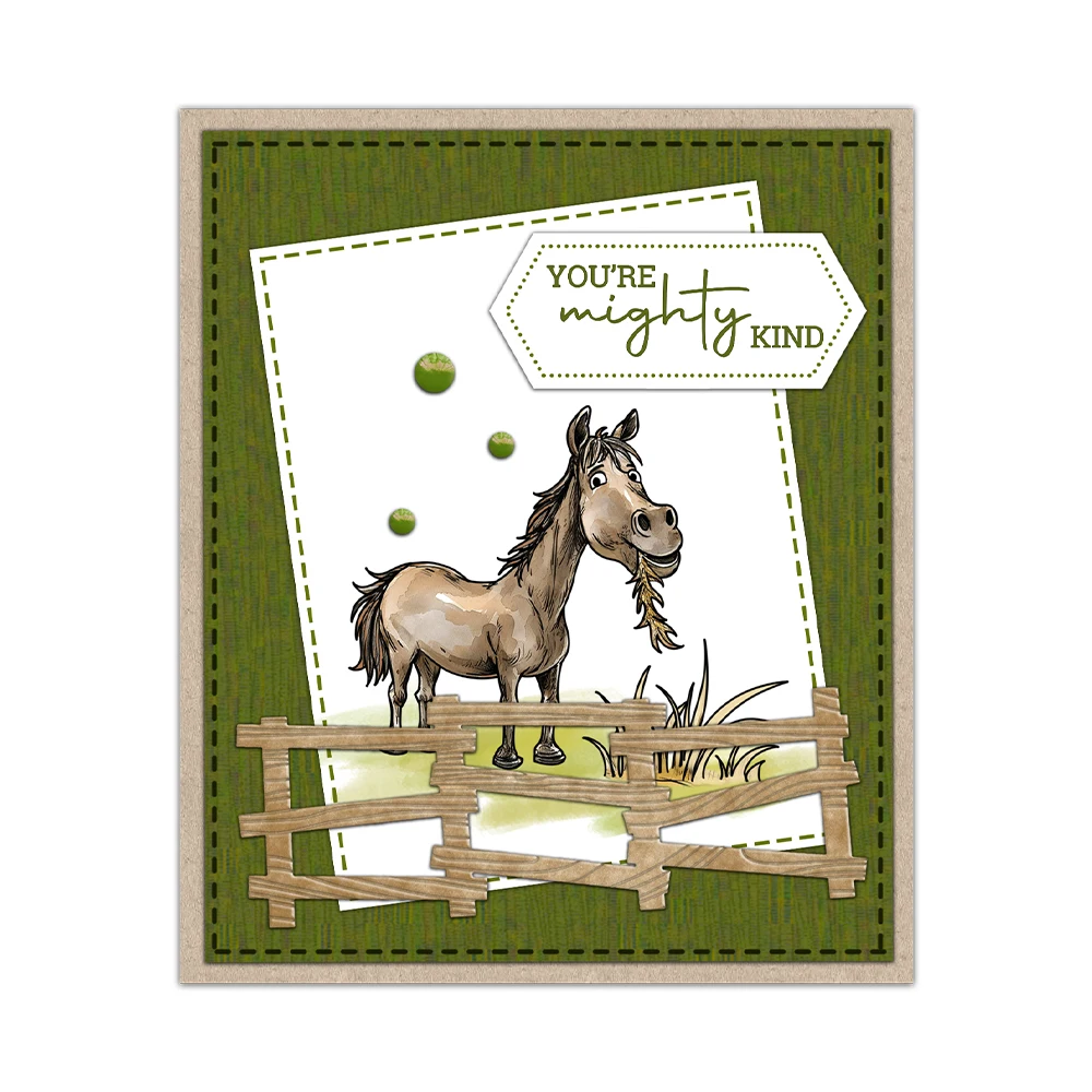 Mangocraft Cartoon Horse Cutting Dies Clear Stamp DIY Scrapbooking Supplies Metal Dies Silicone Stamp Cards Albums Decor
