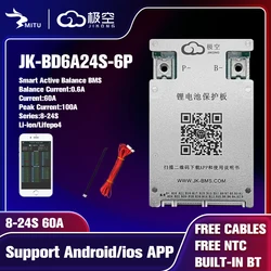 Jk Bms BD6A24S6P 8S 24S 60A 100A 14S 16S 17S 20S 24V 36V 48V 60V 72V Smart Bluetoot Active Balance Lifepo4 Li-Ion Lto Battery