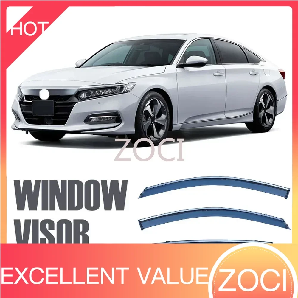 Deflectores de Viento ZOCI con Franjas Cromadas para HONDA ACCORD 10ª Generación 2017-2022, Visera para Ventana, Deflector de Viento para Puerta