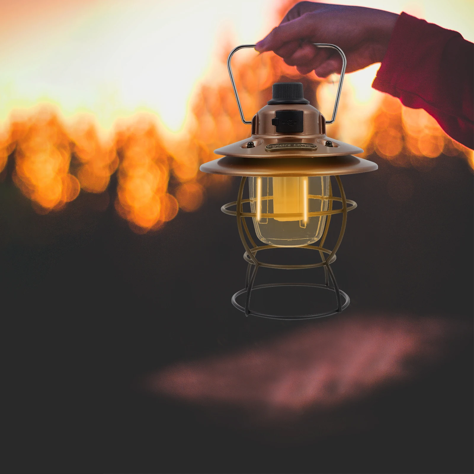 

Retro Camping Portable H held Hanging Tent Light Tent Outdoor Led Lamp Lamp Hanging Light Camping Lantern for Trip