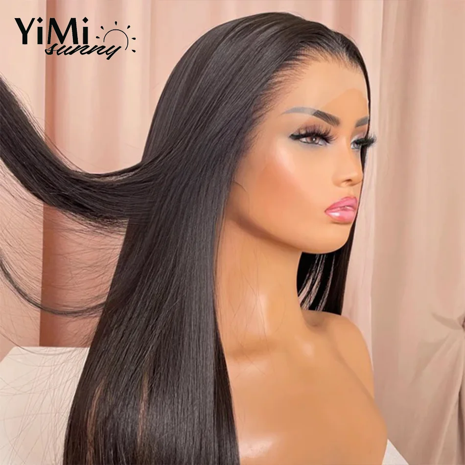 

200%Smooth Straight Lace Front Human Hair Wigs For Women Virgin Mongolian 4x4 HD Lace Closure Wig Bleached Pre-Plucked Yimisunny