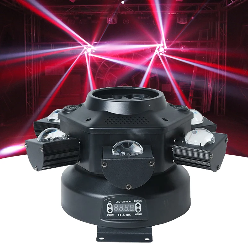 

Six Arm LED 150W Stage Light RG Laser Moving Head Effect Lights Bar Beam Bee Eye Lamp DMX Infinite Rotating Disco Party