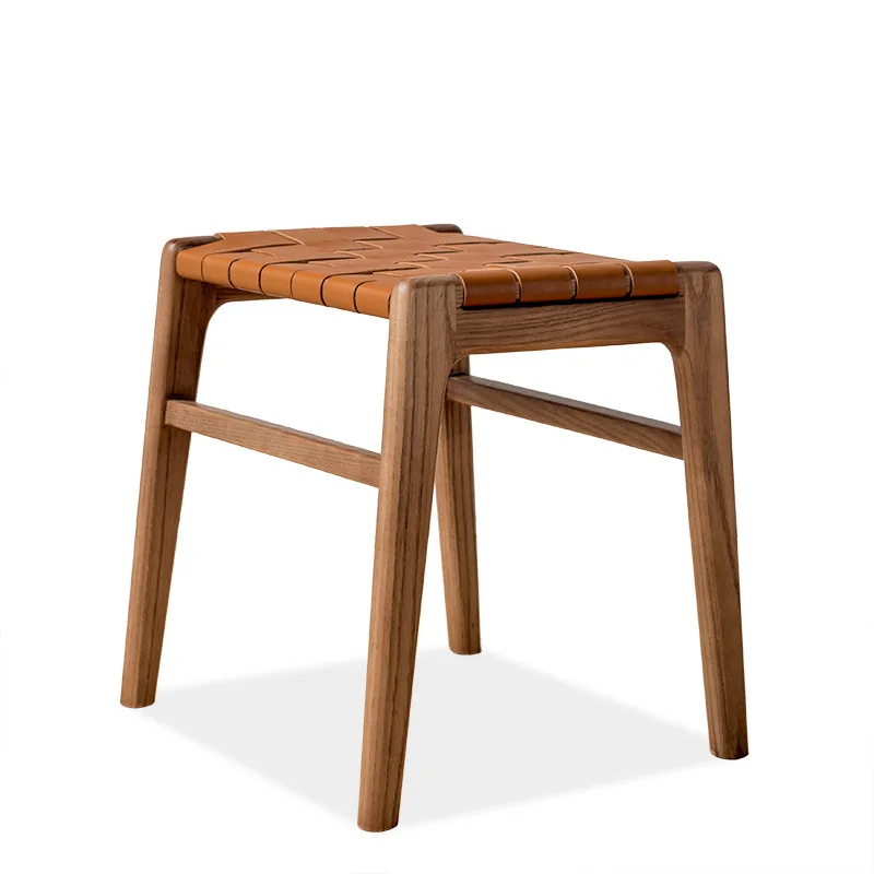 Woven living room tree Nordic stool pedal low stool change shoes saddle home door design leather designer