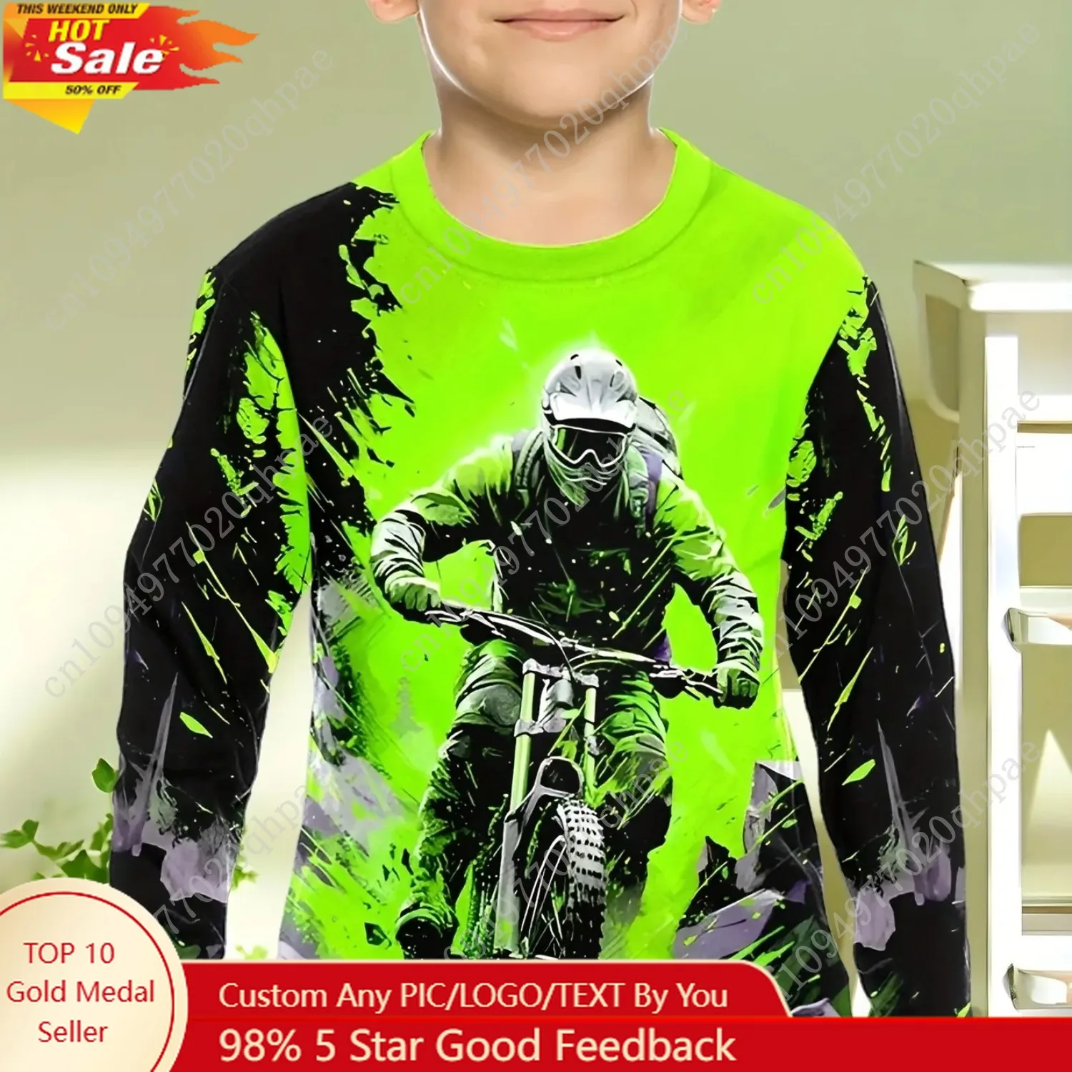 

Children's Clothing Boys Tshirt Long Sleeve 3D Fashionable Dirt Bike Graphic Kids All Season Clothes Casual Daily Pullover Tops
