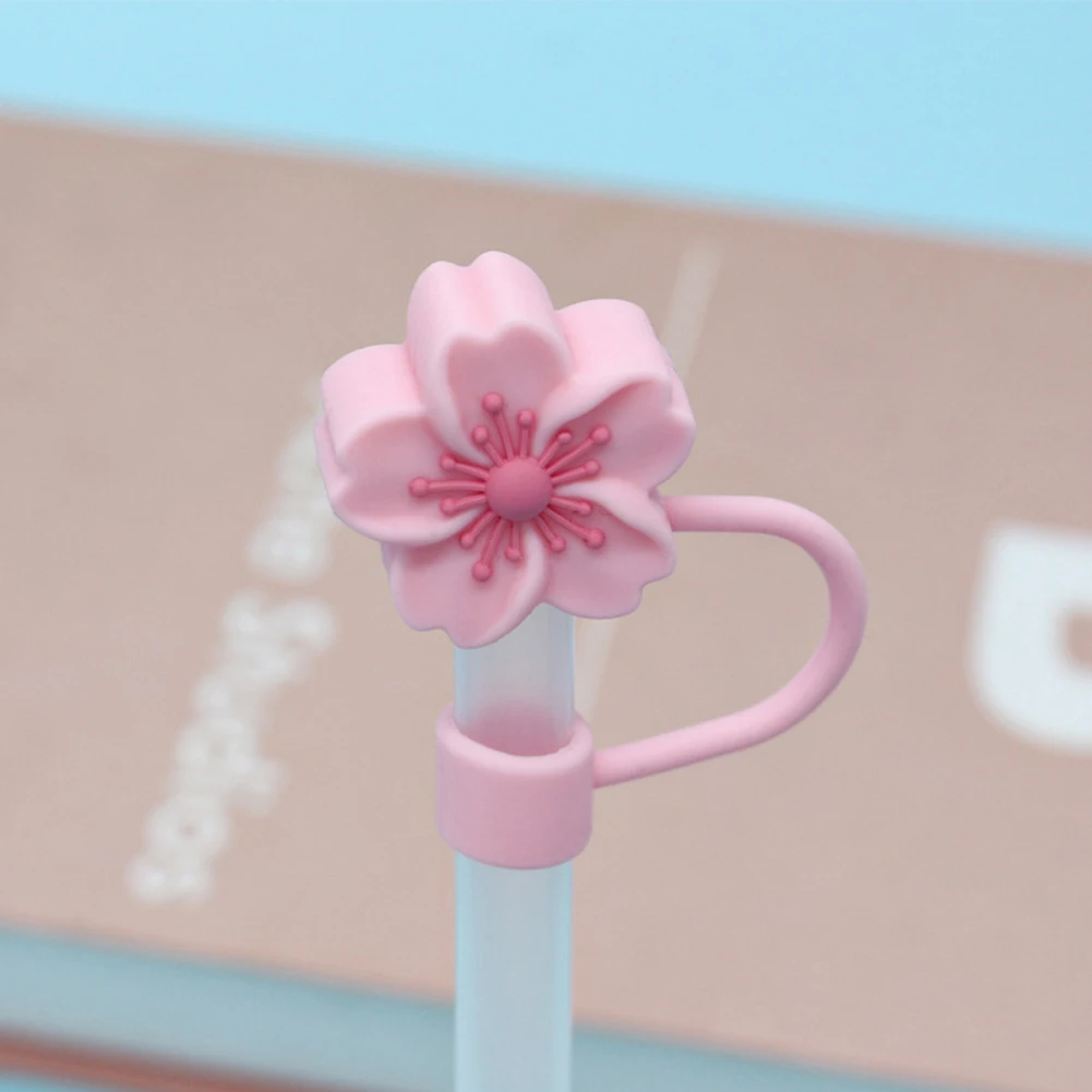 Flower Cute Straw Tip Cover Dust-Proof 10mm Drinking Straw Cap Reusable Straw Tips Lids Cup Accessories for Stanley Cup 30 40 Oz