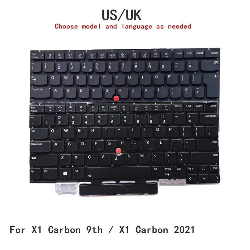 New US UK Language  Backlit Keyboard For Lenovo Thinkpad X1 Carbon 9th / X1 Carbon 2021 Notebook PC Replacement Keyboard