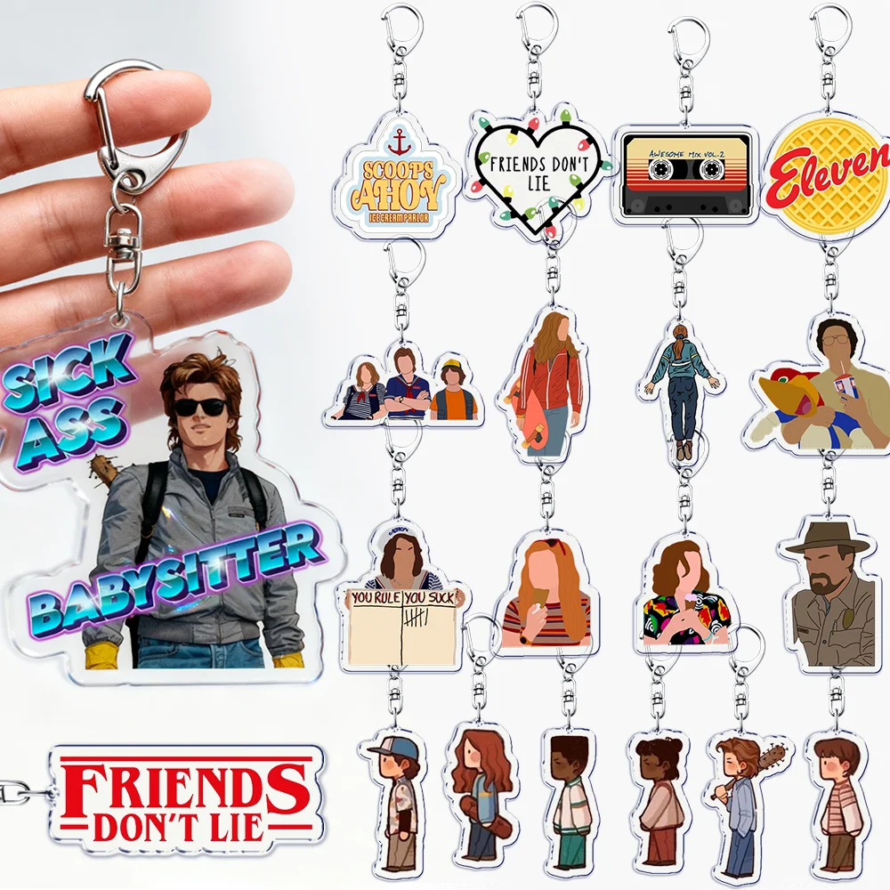 LLavero de Chibi Things de programa de televisión de moda para bolsa de accesorios once Joyce Byers Mike Art Charm llaveros joyería regalos para amigos