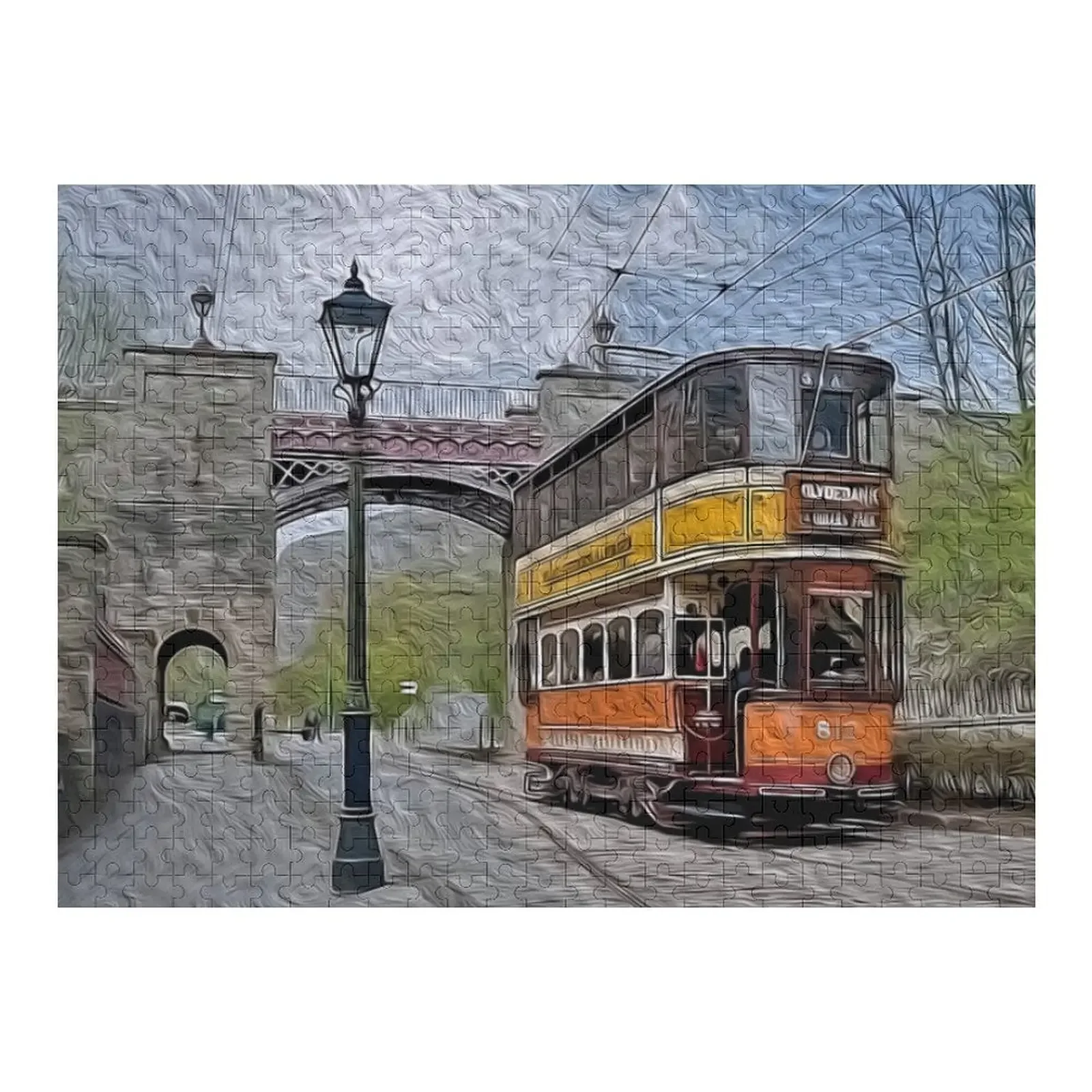 

Nostalgic Glasgow Tram Digital Art Jigsaw Puzzle Custom Name Wood Baby Wooden Personalized Photo Gift Personalized Puzzle