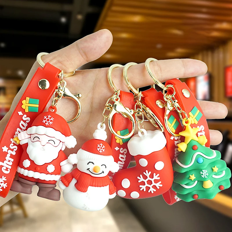 

1PC Christmas DIY Decoration Cartoon Keychain Christmas Accessories Pendant Cute Couple Key Rings Gifts