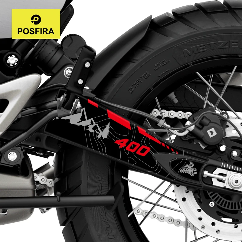 POSFIRA Motorcycle Swingarm Sticker 3D Resin Decals for Triumph Scrambler 400 X/XC 400X 400XC Speed 400 2024-2027 Accessories
