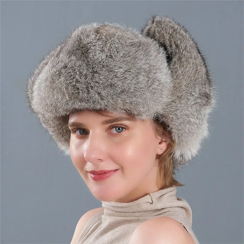 

Woolen hats men's and women's leather thickened warm cotton outdoor sports skiing cold-proof