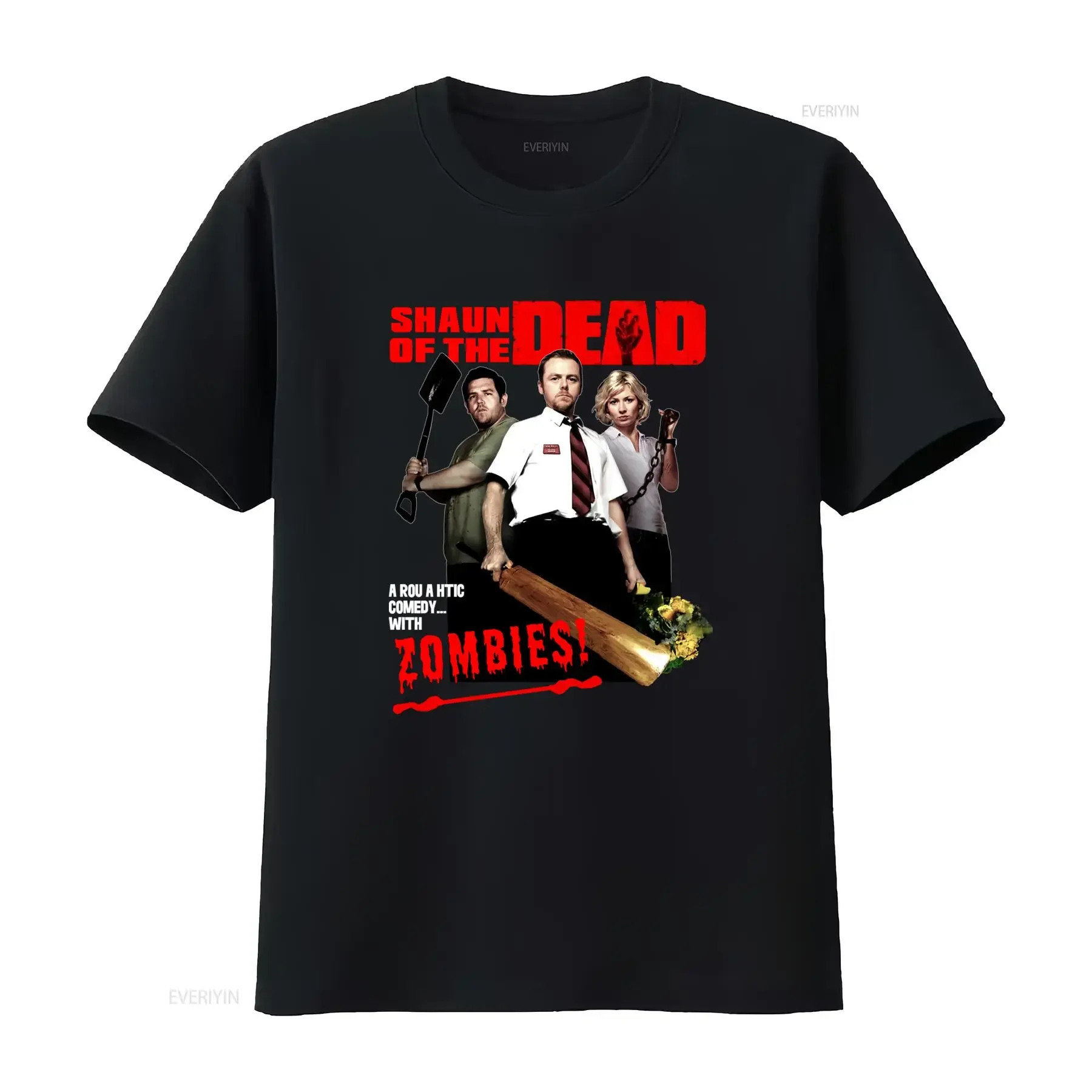Camiseta para hombre con temática de la película de terror y comedia romántica Shaun of the Dead, estilo vintage, lavada, elástica, versátil y elegante.